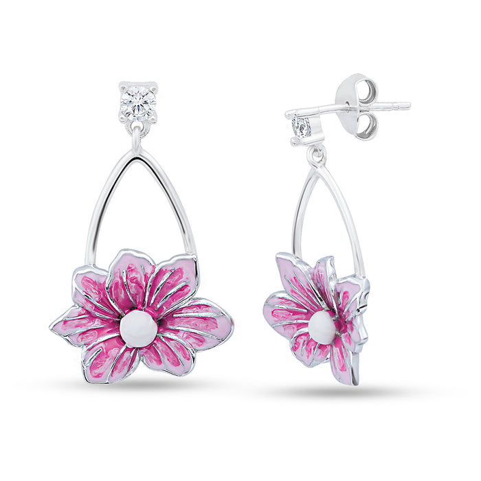 Spring Blossom Rhodium Plated 925 Sterling Silver Earrings