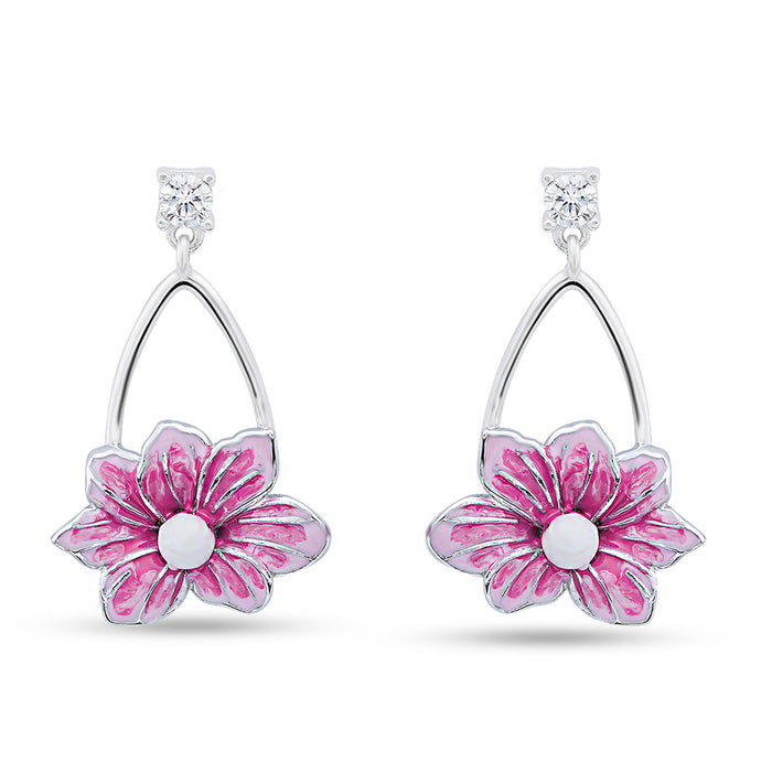Spring Blossom Rhodium Plated 925 Sterling Silver Earrings