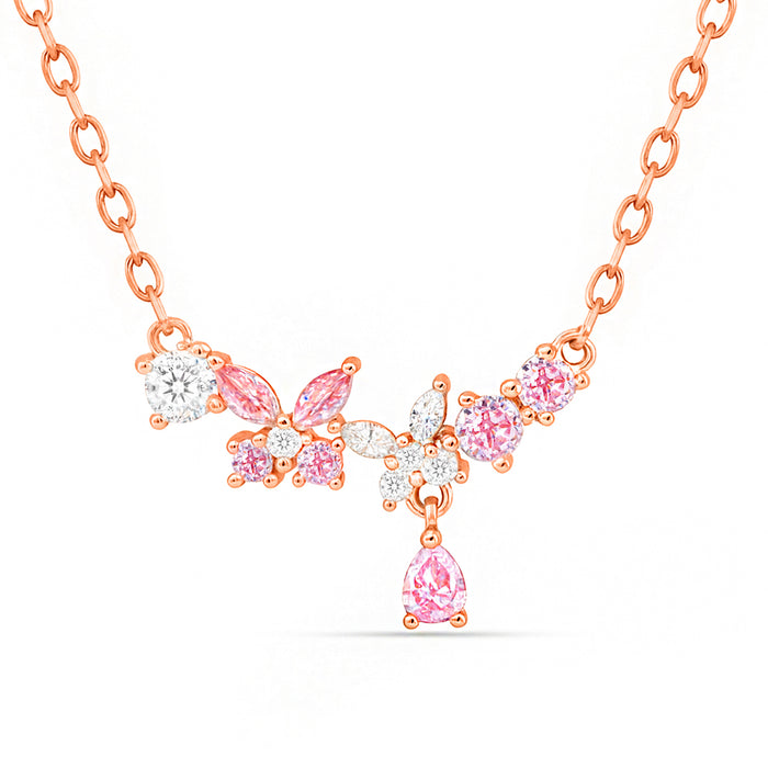 Springtime Bloom Silver Rose Gold Plated Necklace