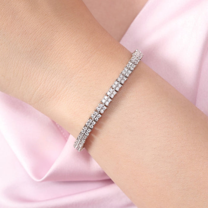 Square Brilliance Rhodium Plated 925 Sterling Silver Bracelet