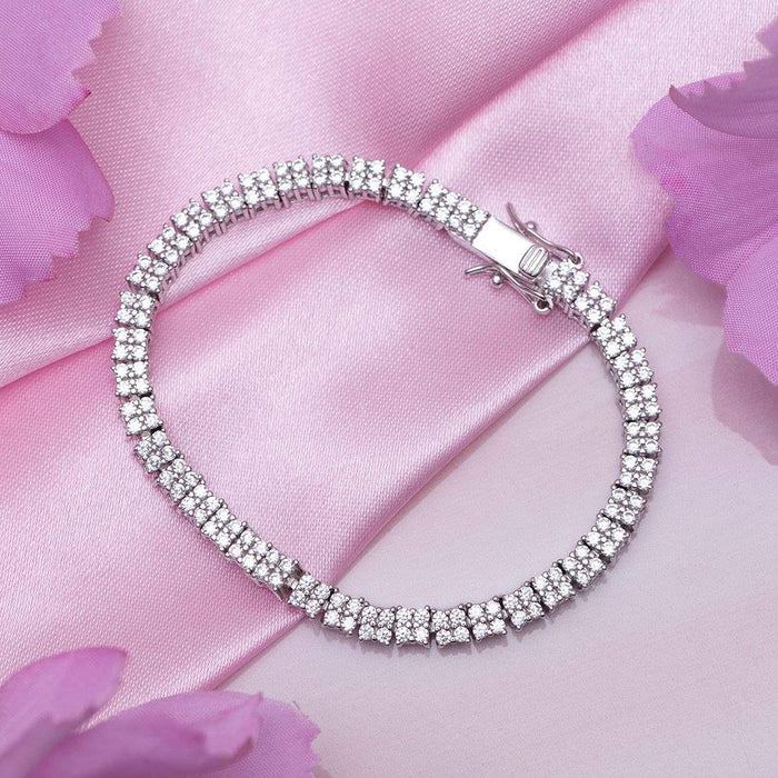 Square Brilliance Rhodium Plated 925 Sterling Silver Bracelet