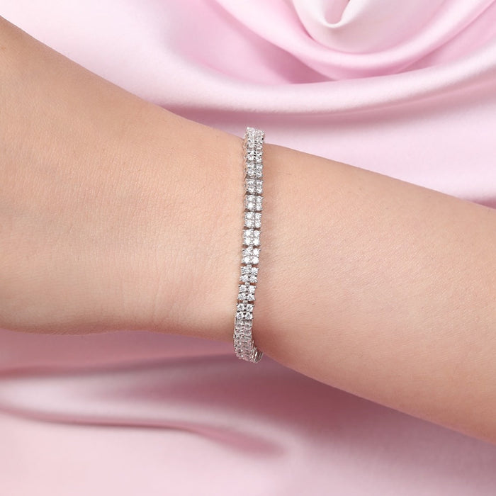 Square Brilliance Rhodium Plated 925 Sterling Silver Bracelet