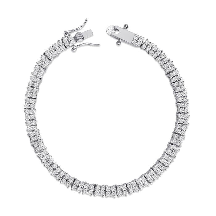 Square Brilliance Rhodium Plated 925 Sterling Silver Bracelet