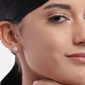 Square CZ Studded 925 Sterling Silver Stud Earrings