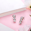 Square Elegance Rhodium-Plated Cubic Zirconia 925 Sterling Silver Earrings