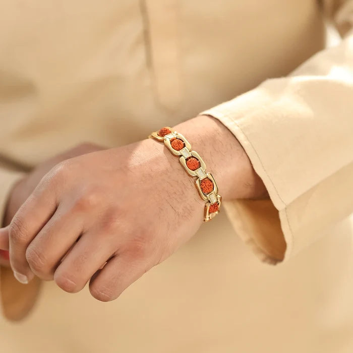 Square Gold Plated Rudraksha Bracelet - view 3