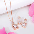 Square Radiance 925 Sterling Silver Rose Gold-Plated Jewelry Set