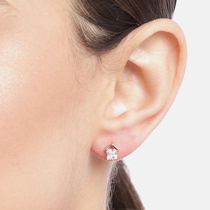 Square Rose Gold Plated 925 Sterling Silver Stud Earrings