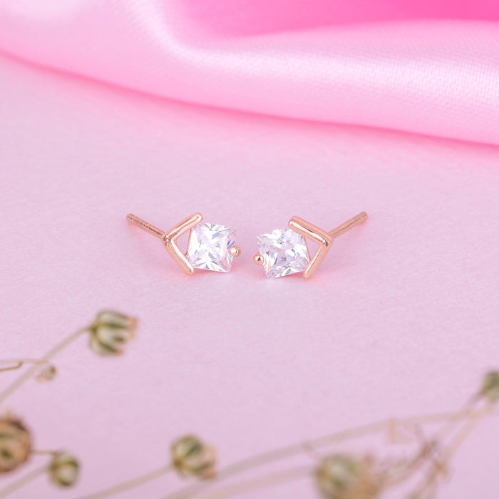 Square Rose Gold Plated 925 Sterling Silver Stud Earrings