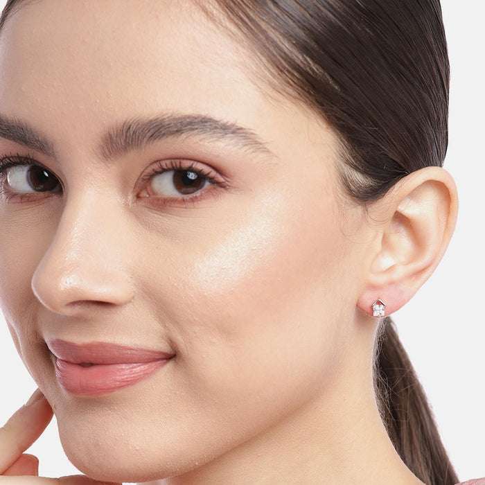 Square Rose Gold Plated 925 Sterling Silver Stud Earrings