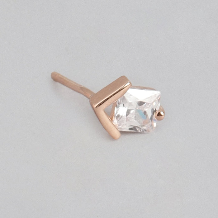 Square Rose Gold Plated 925 Sterling Silver Stud Earrings