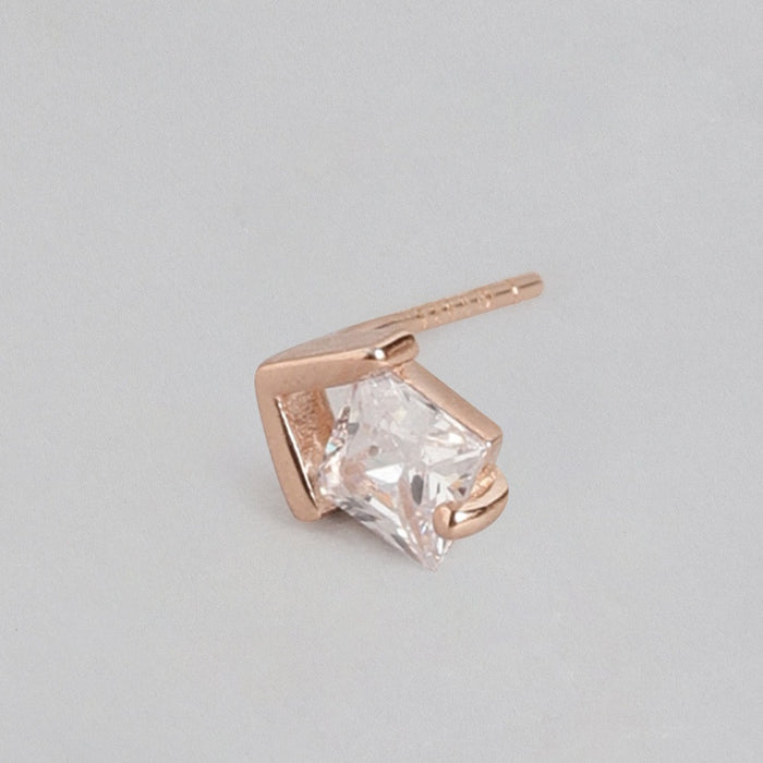 Square Rose Gold Plated 925 Sterling Silver Stud Earrings