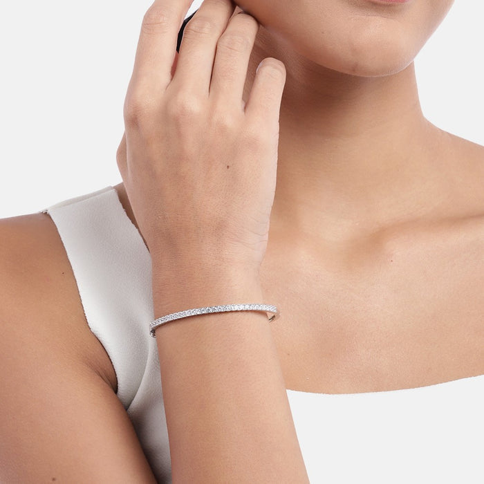 Square Solitaire CZ 925 Sterling Silver Bracelet