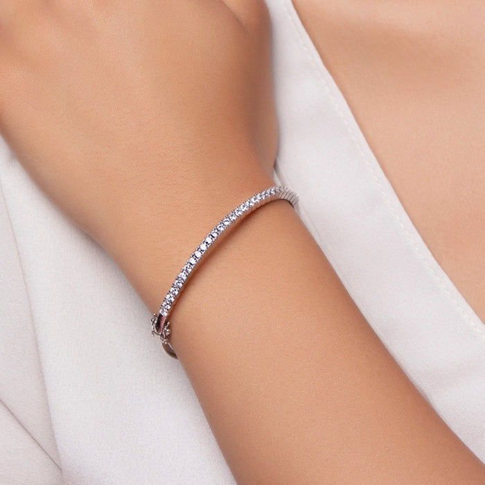 Square Solitaire CZ 925 Sterling Silver Bracelet