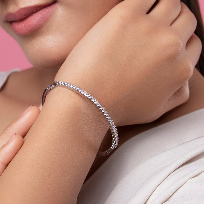 Square Solitaire CZ 925 Sterling Silver Bracelet