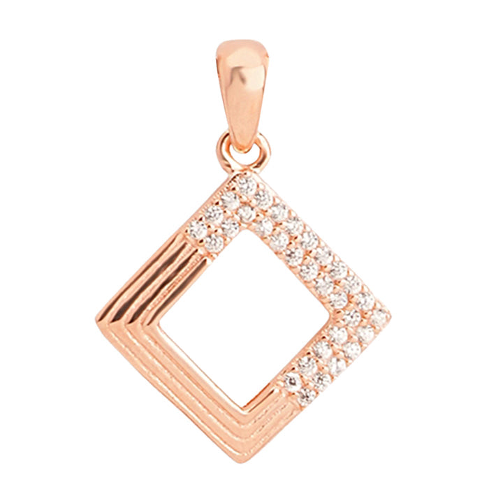 Square Sparkle Rose Gold Plated 925 Sterling Silver Pendant