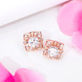 Squared Elegance 925 Sterling Silver Rose Gold-Plated Square Earring