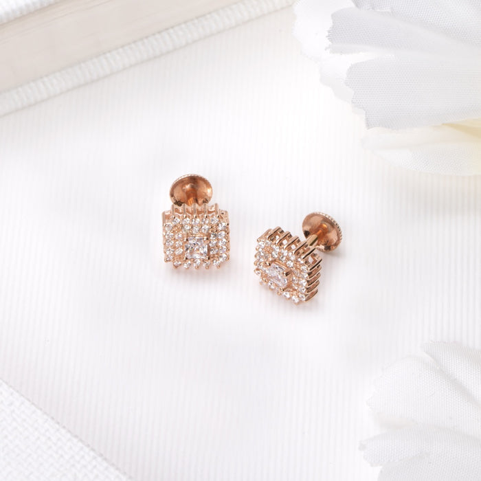 Squared Elegance Rose Gold-Plated 925 Sterling Silver Earrings