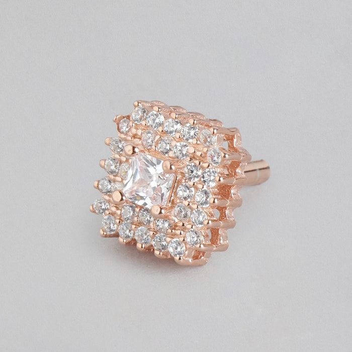 Squared Elegance Rose Gold-Plated 925 Sterling Silver Earrings