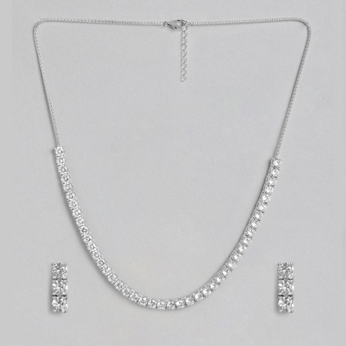 Squared Splendor Rhodium plated 925 Sterling Silver Cubic Zirconia Jewelry Set