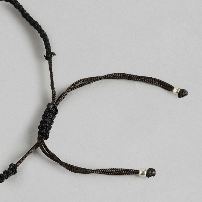 Star and Moon Black thread Silver Anklet
