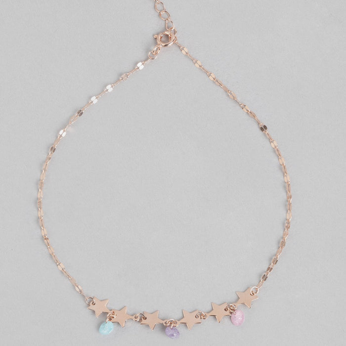 Star Colors Charm Rose Gold Plated 925 Silver Anklet