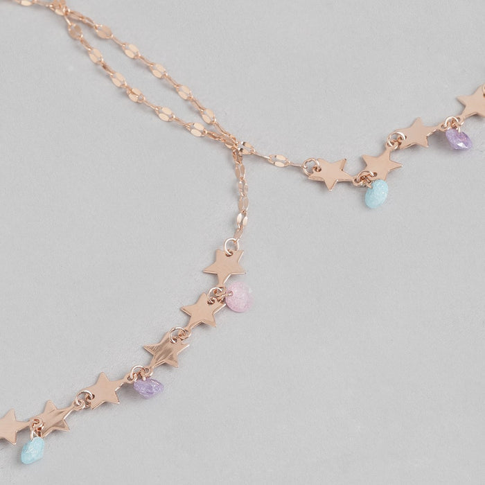 Star Colors Charm Rose Gold Plated 925 Silver Anklet