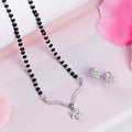 Star CZ Rhodium Plated 925 Sterling Silver Mangalsutra set