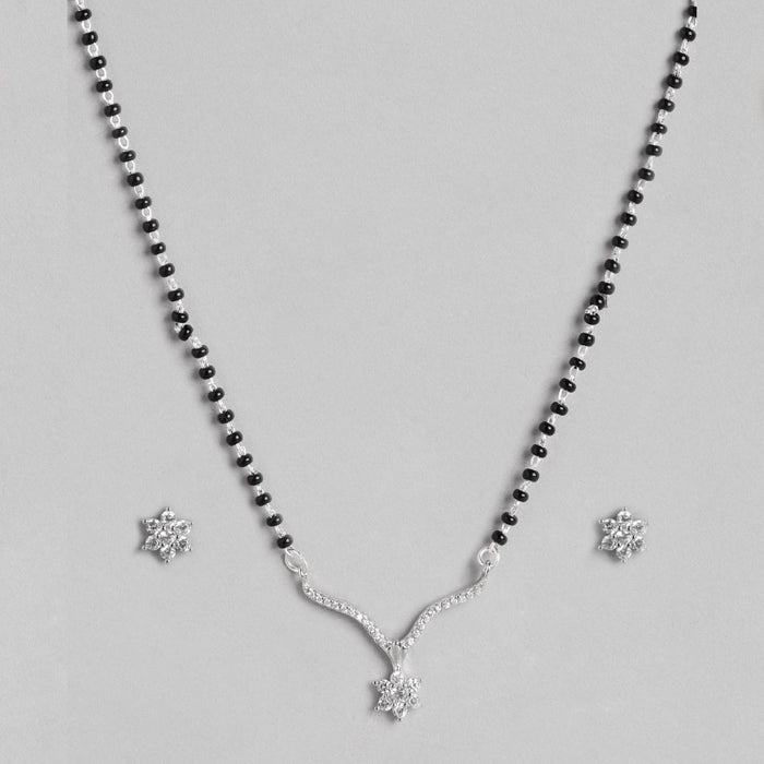 Star CZ Rhodium Plated 925 Sterling Silver Mangalsutra set
