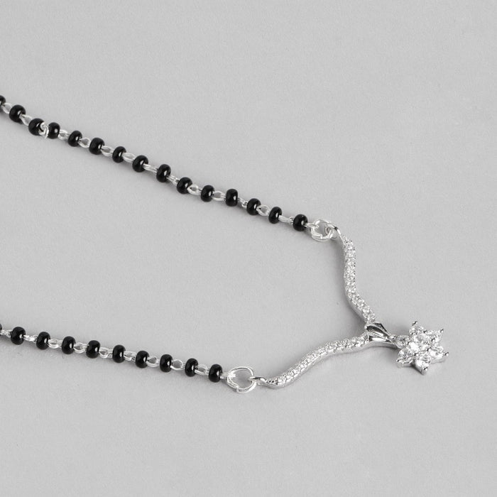 Star CZ Rhodium Plated 925 Sterling Silver Mangalsutra set