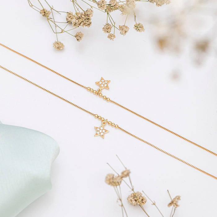 Star Drop 925 Sterling Silver Anklet