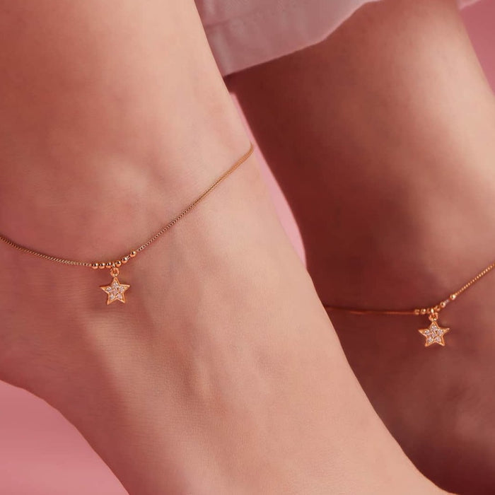 Star Drop 925 Sterling Silver Anklet