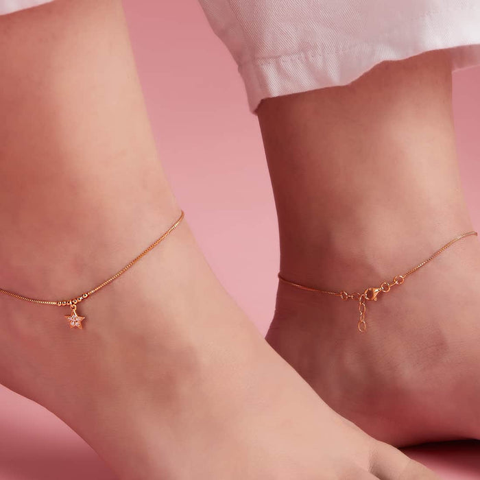 Star Drop 925 Sterling Silver Anklet