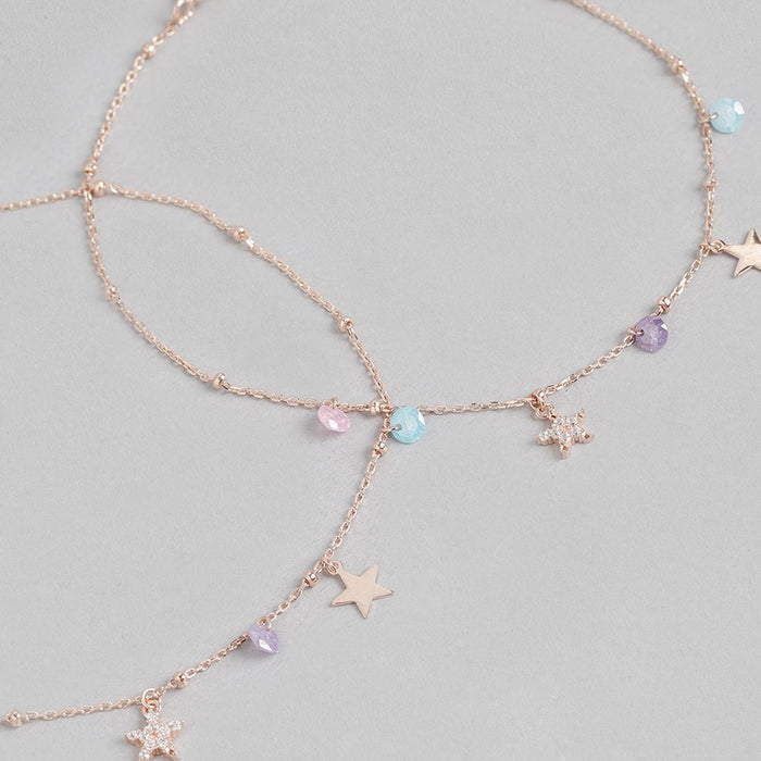 Star Drop Rose Gold Plated 925 Silver Charm Anklet