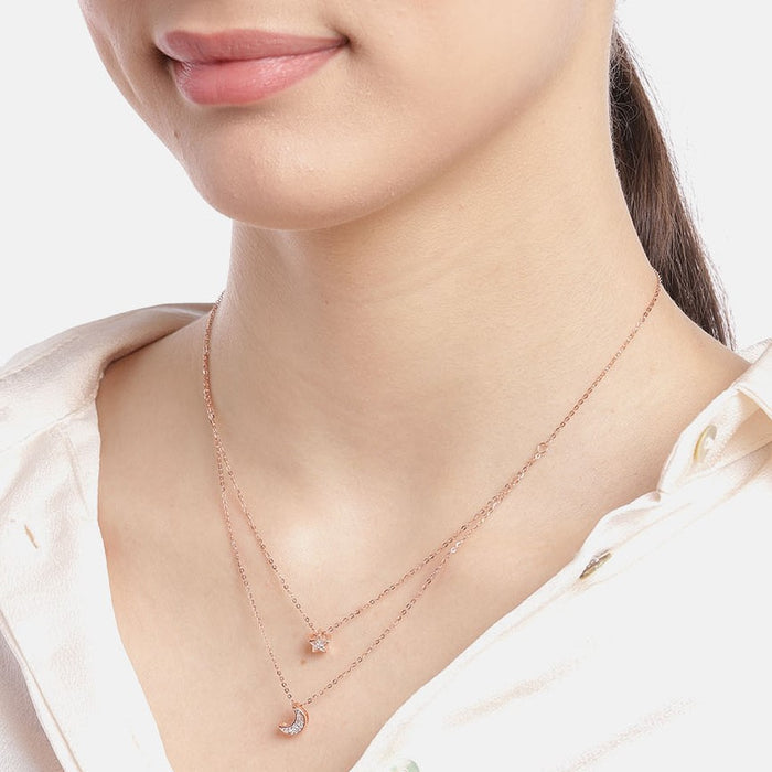 Star & Moon 925 Sterling Silver Layered Necklace