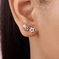 Star Rhodium Plated 925 Sterling Silver Earrings