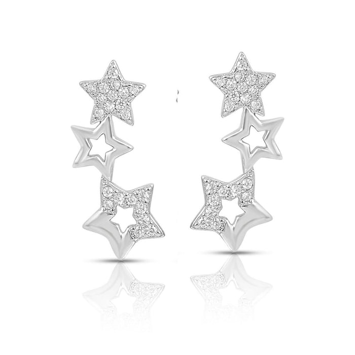 Star Rhodium Plated 925 Sterling Silver Earrings