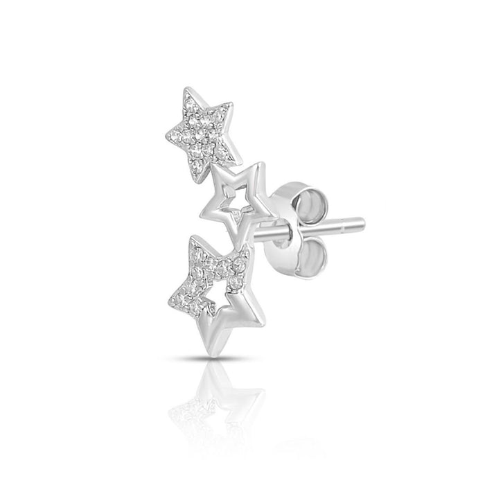 Star Rhodium Plated 925 Sterling Silver Earrings