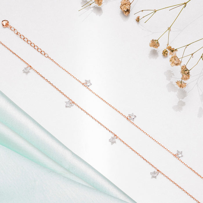Star Rose Gold Plated 925 Sterling Silver Anklet