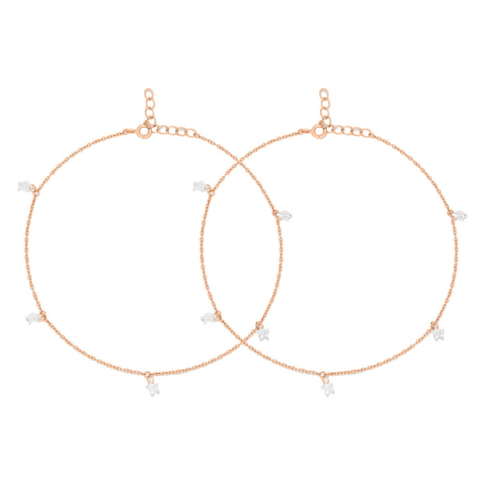Star Rose Gold Plated 925 Sterling Silver Anklet