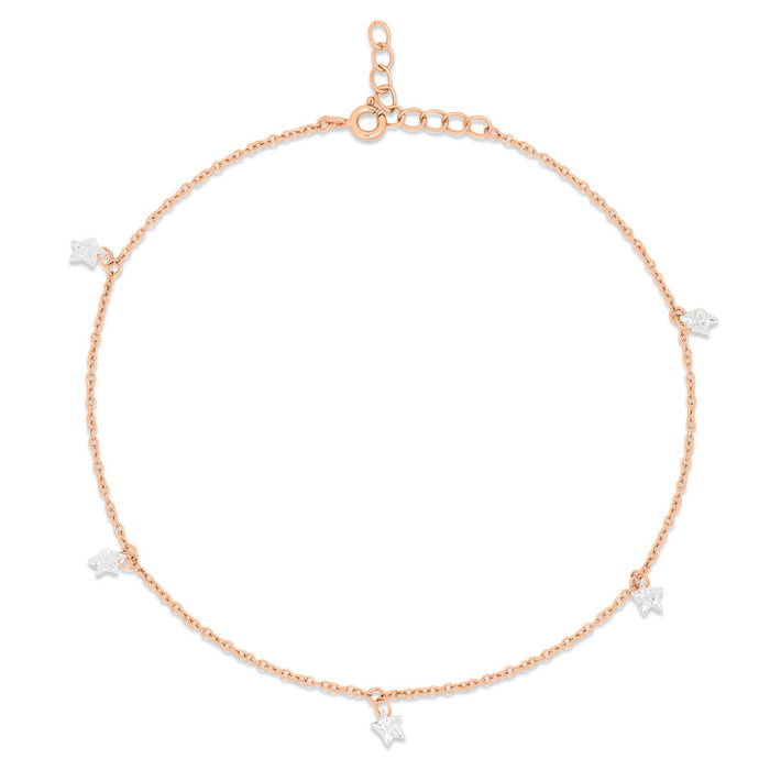 Star Rose Gold Plated 925 Sterling Silver Anklet
