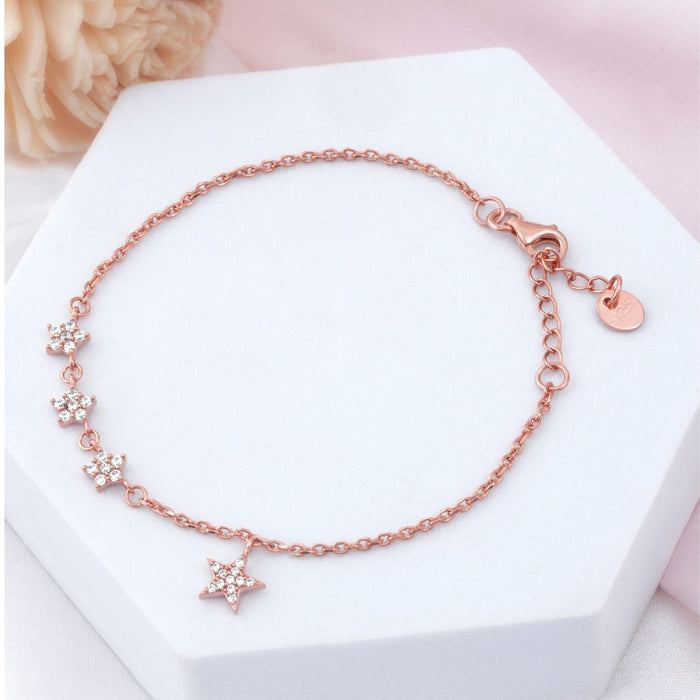 Star Rose Gold Plated 925 Sterling Silver Bracelet