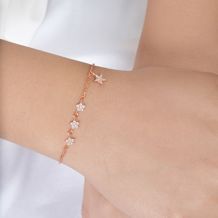 Star Rose Gold Plated 925 Sterling Silver Bracelet