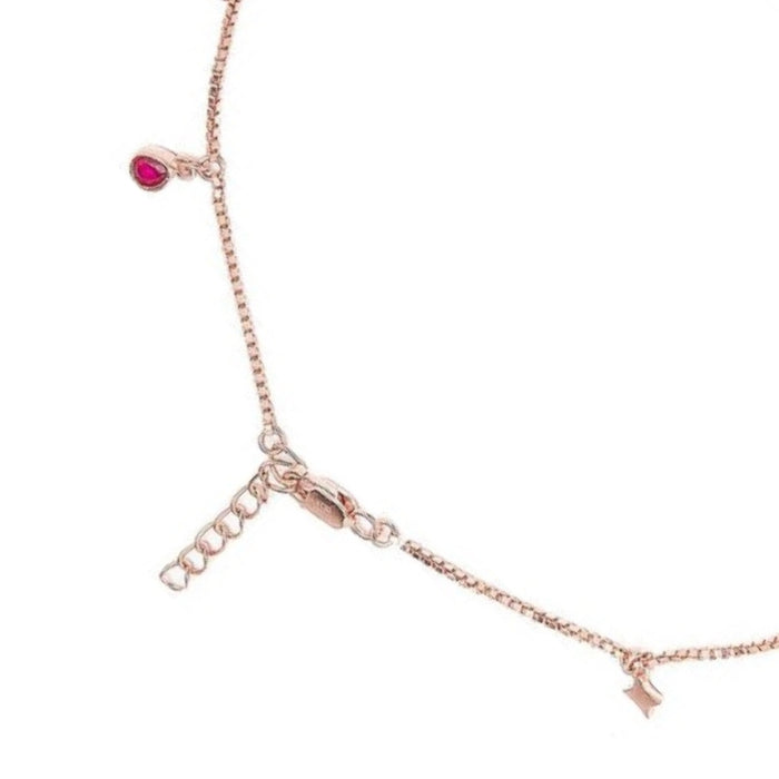 Rose gold plated 925 Sterling Silver anklet for women with dainty chain, star & pink CZ charms – Zavya