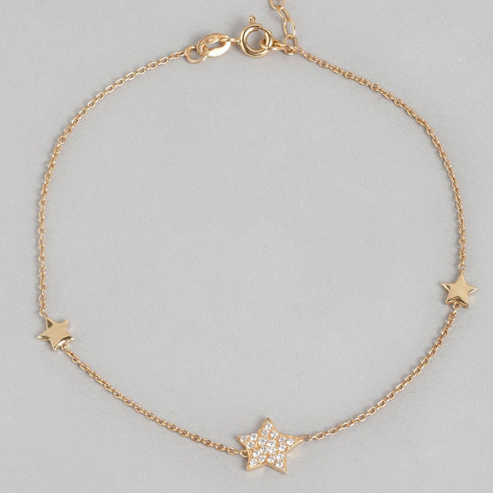 Star Rose Gold Plated CZ 925 Sterling Silver Anklet