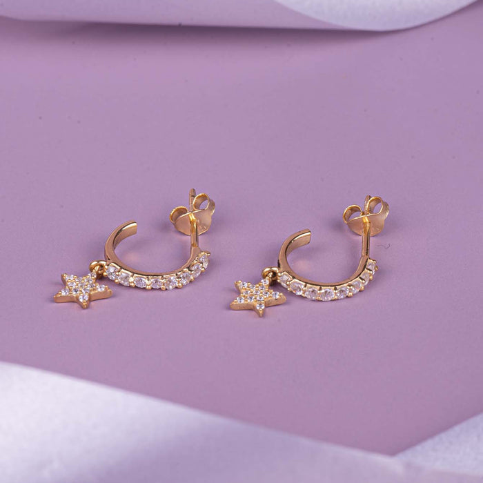 Star Studded CZ 925 Silver Earring
