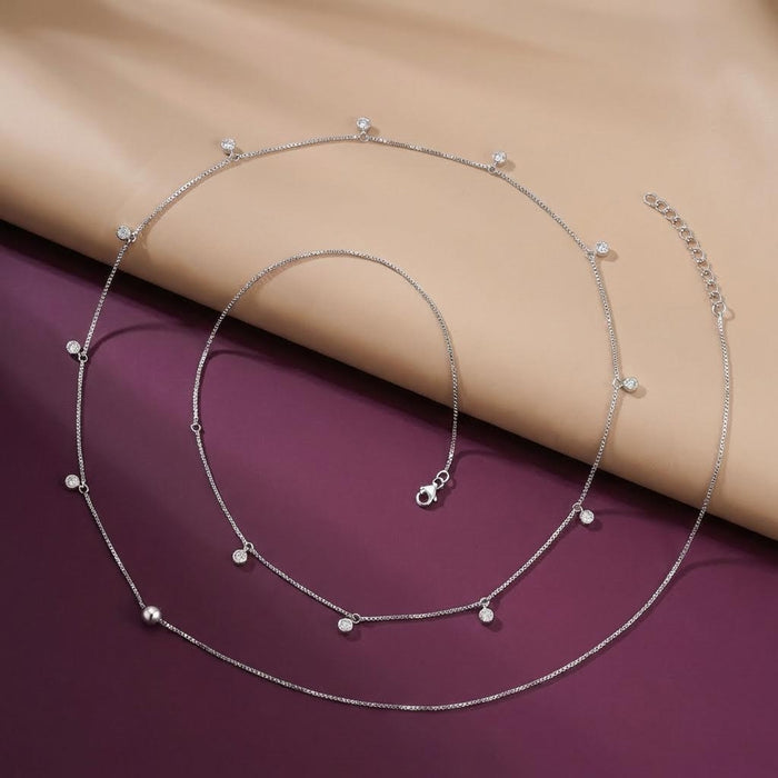 Stardust Line Rhodium Plated 925 Sterling Silver Waist Chain