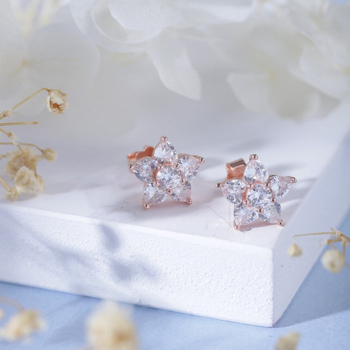 Stardust Sparkle 925 Sterling Silver Earrings with Rose Gold Plating