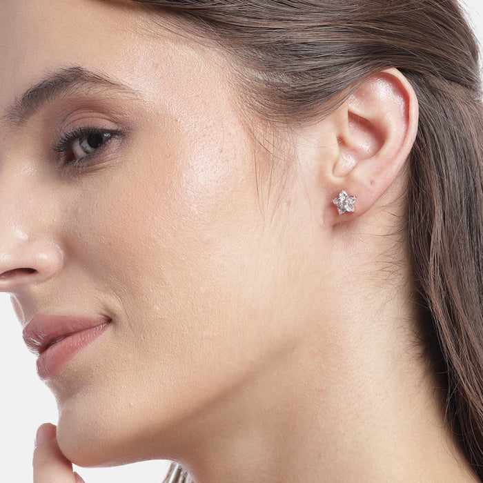 Stardust Sparkle 925 Sterling Silver Earrings with Rose Gold Plating
