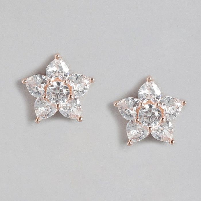 Stardust Sparkle 925 Sterling Silver Earrings with Rose Gold Plating